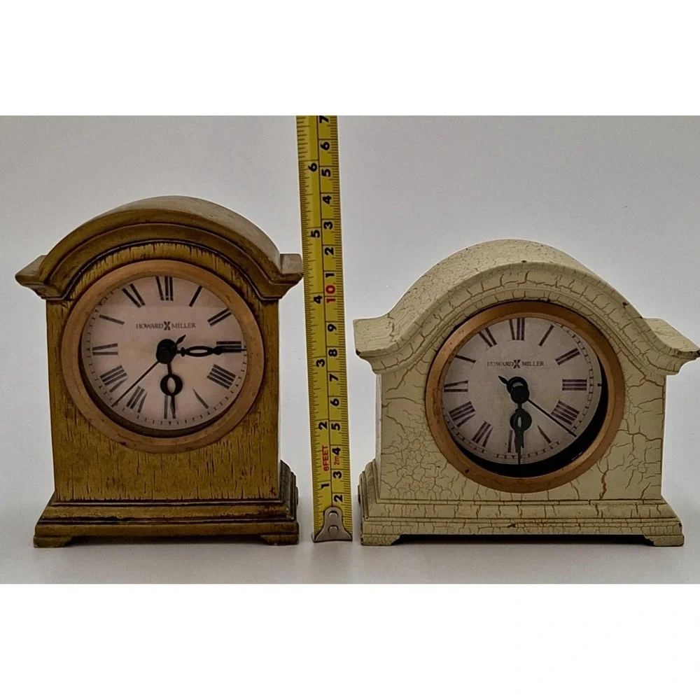 Lot of 2 Howard Miller C06450 Mantel Desk Clocks Decor Only Parts Repair